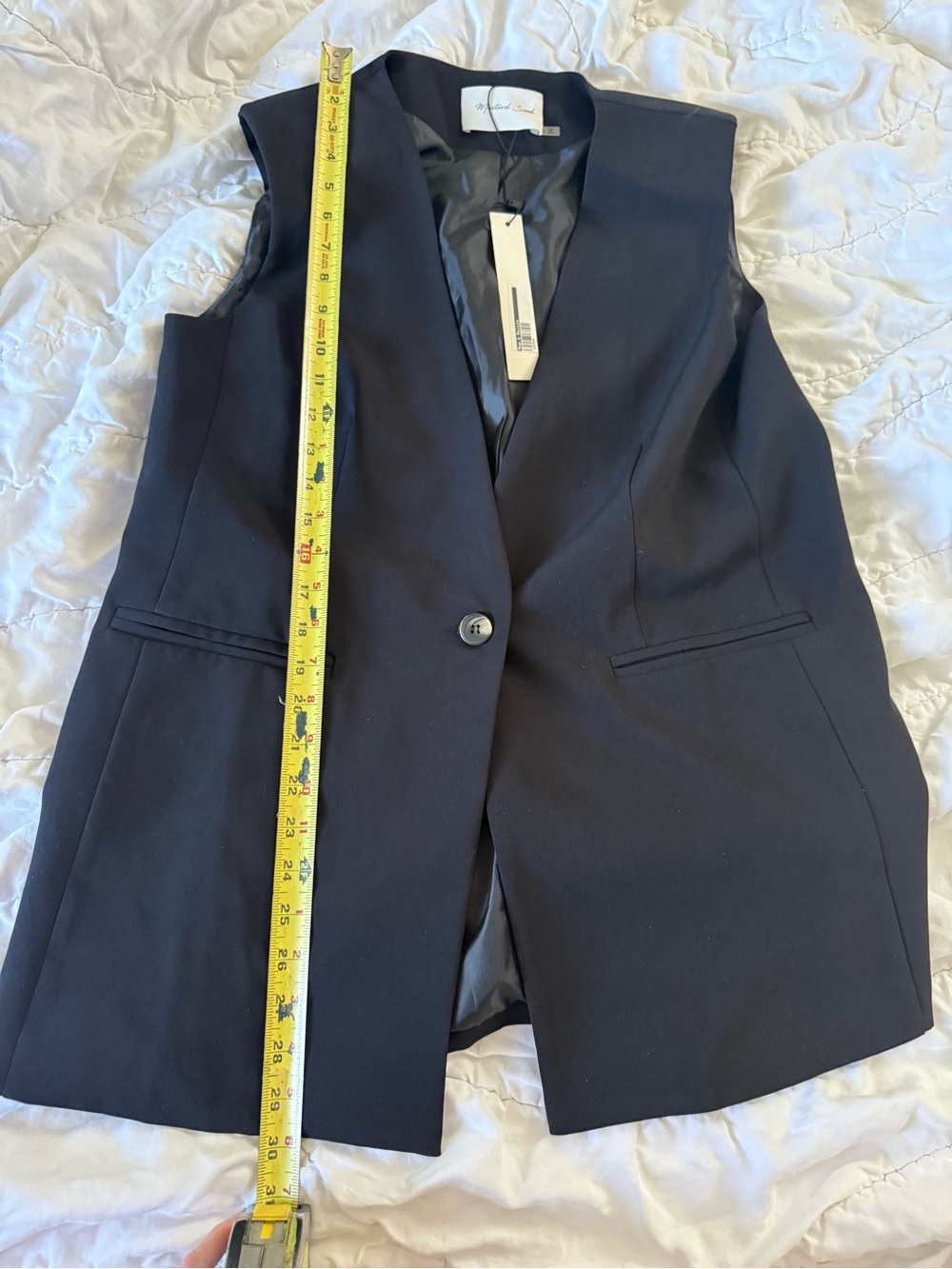 Mustard Seed Black Longline Vest Blazer NWT Size M One Button Lined - Picture 4 of 5